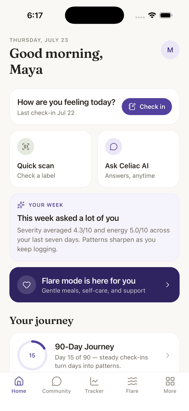 The app's home screen